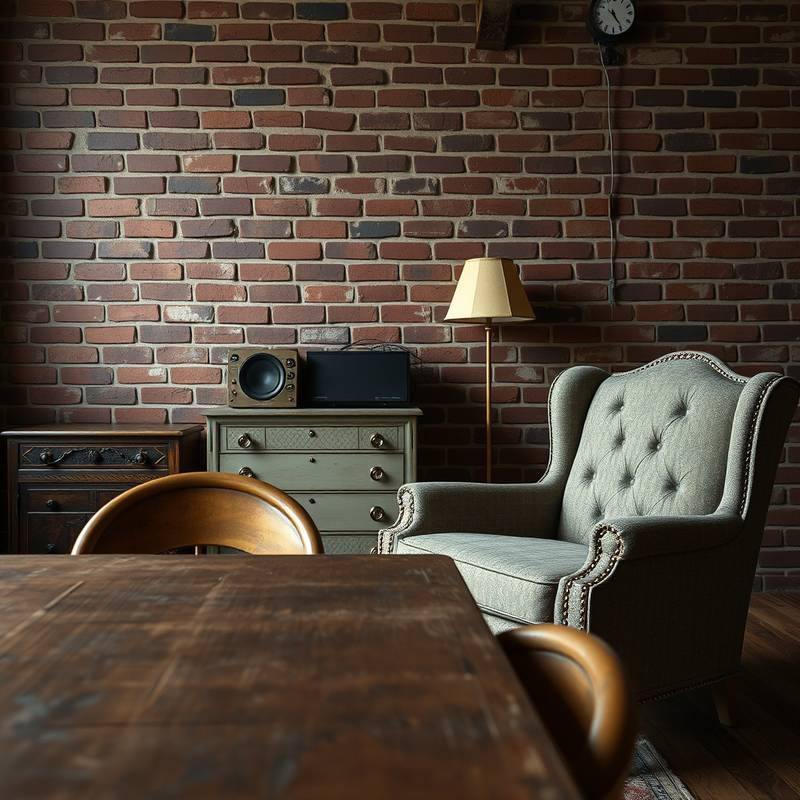 Close-up of the vintage furniture and rustic brick wall in Studio B, capturing its unique charm.
